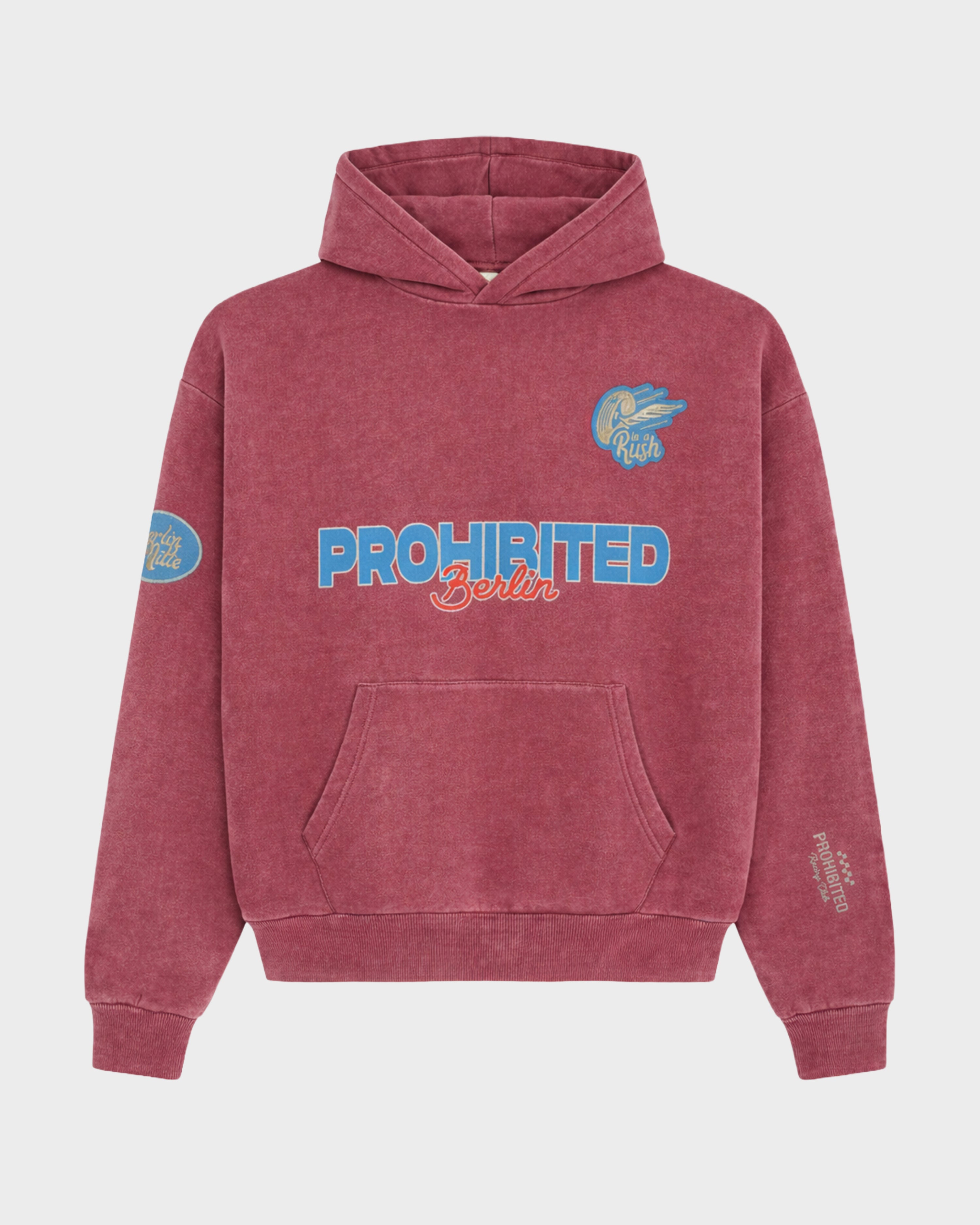 Race Patch Hoodie Red (Stone Washed)