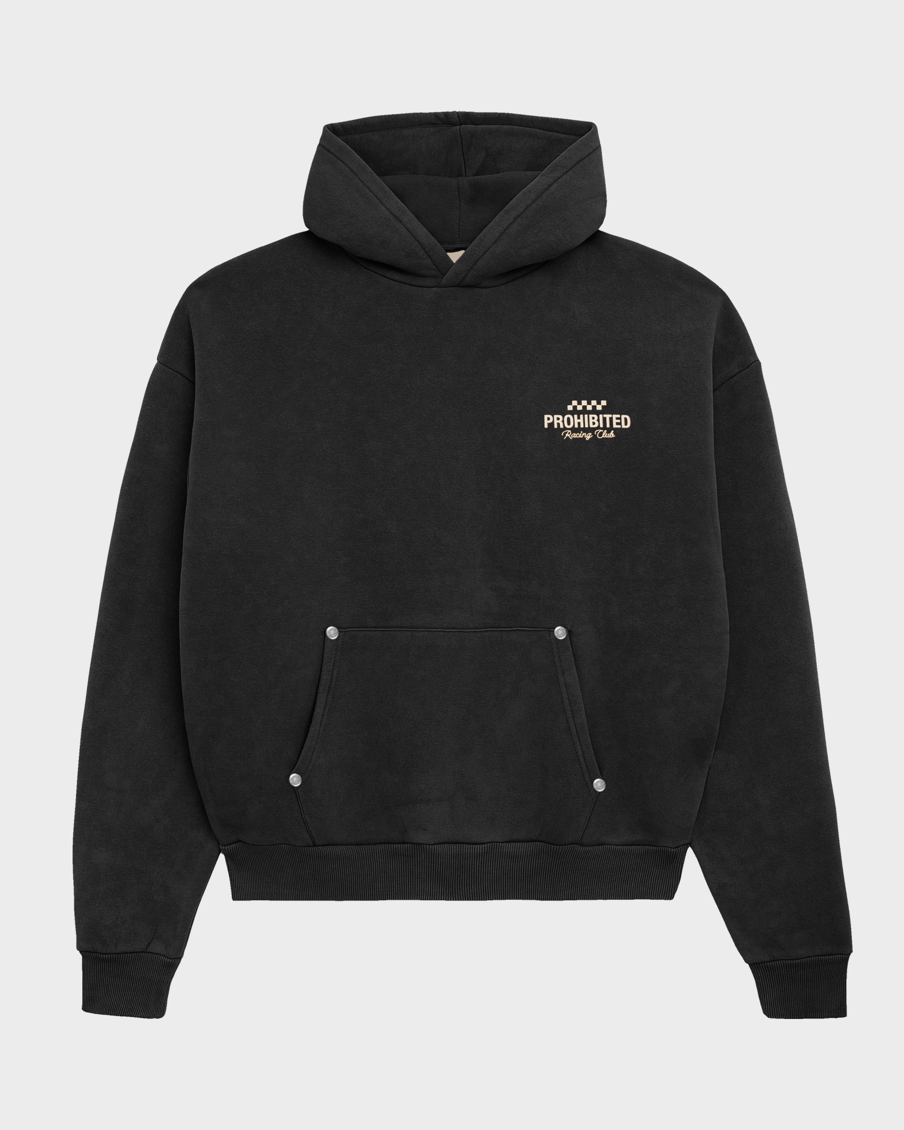 Racing Club Hoodie Black (Stone Washed)