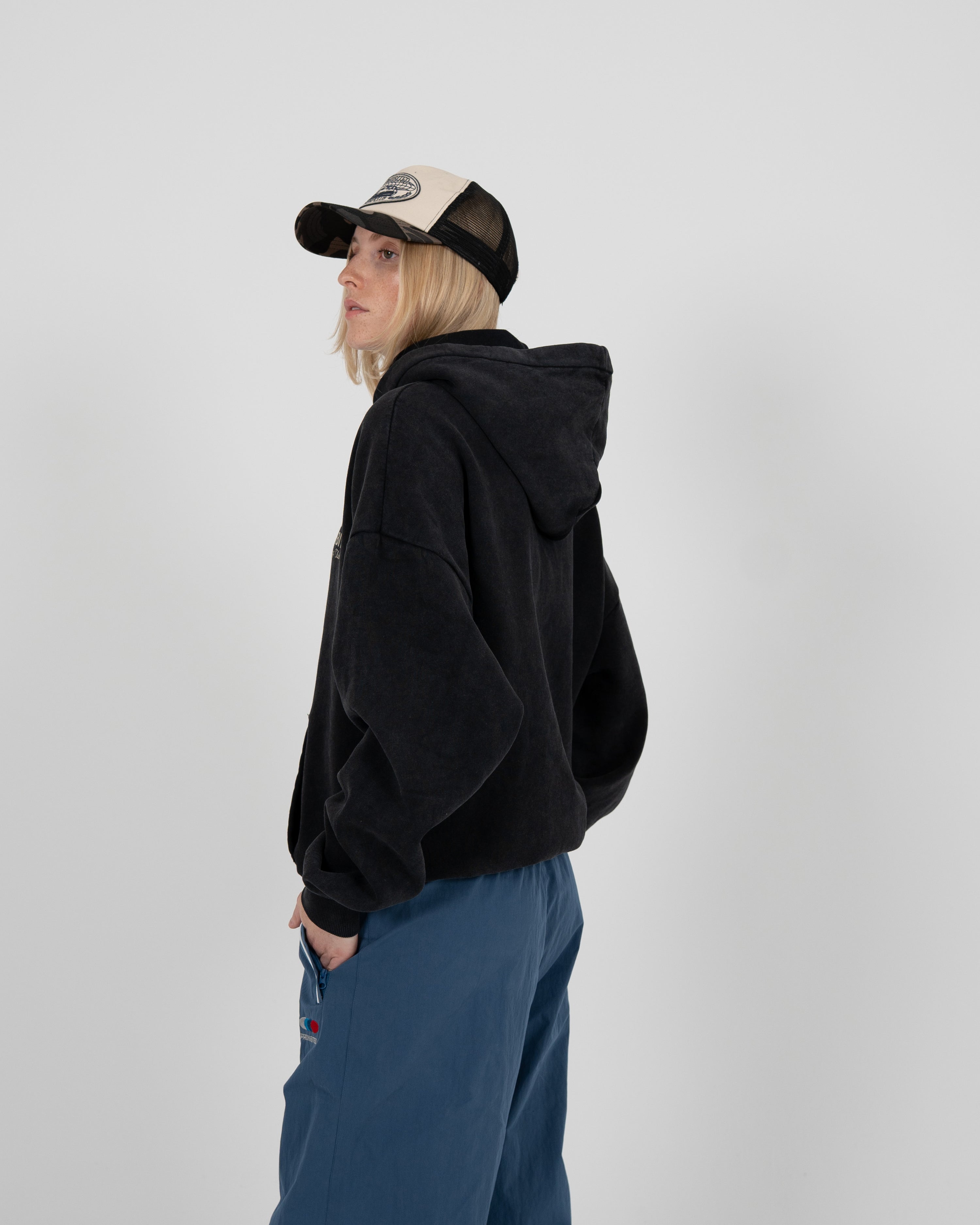 Racing Club Hoodie Black (Stone Washed)