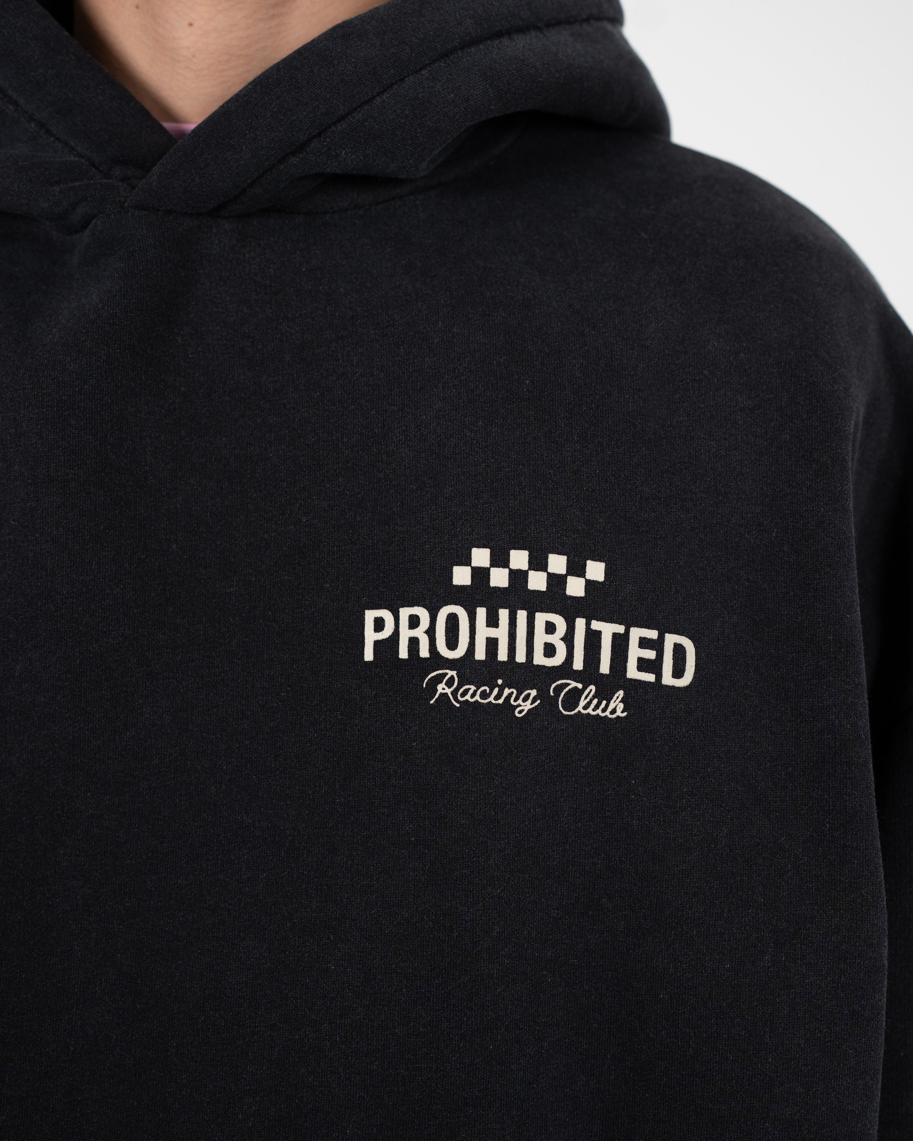 Racing Club Hoodie Black (Stone Washed)