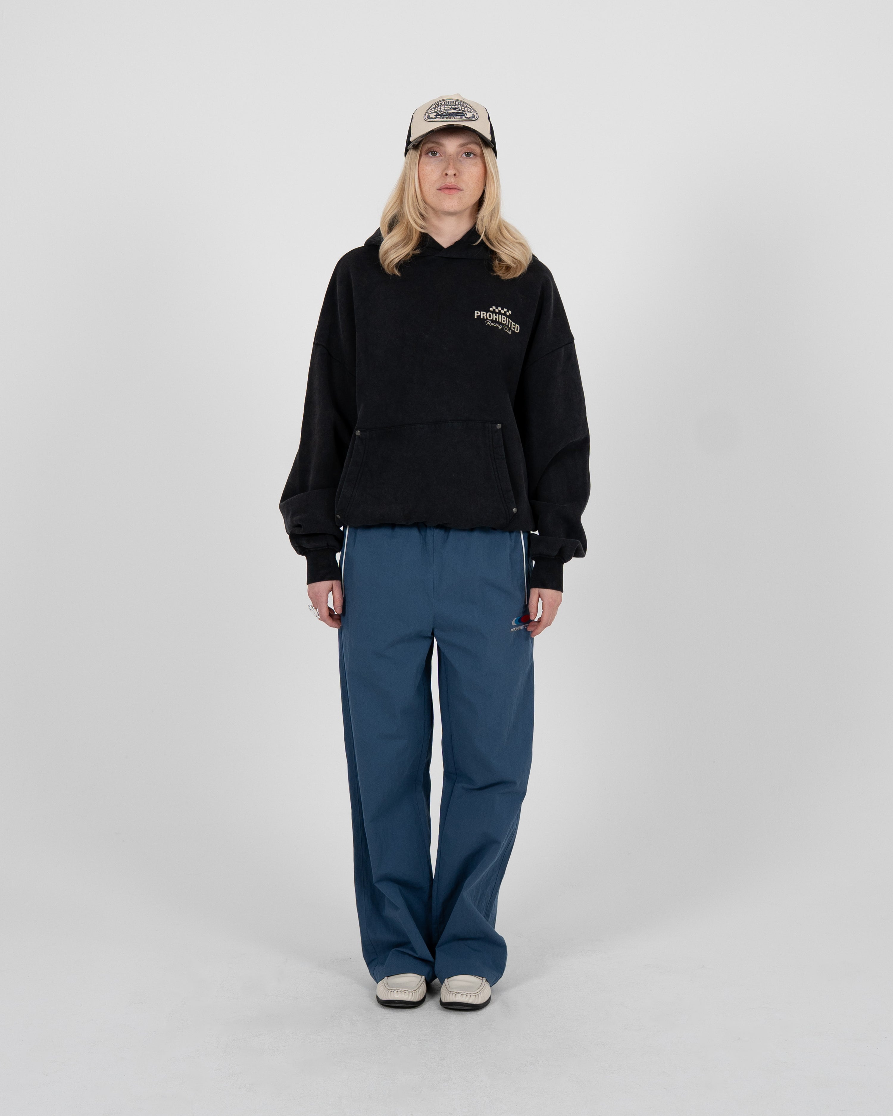 Racing Club Hoodie Black (Stone Washed)