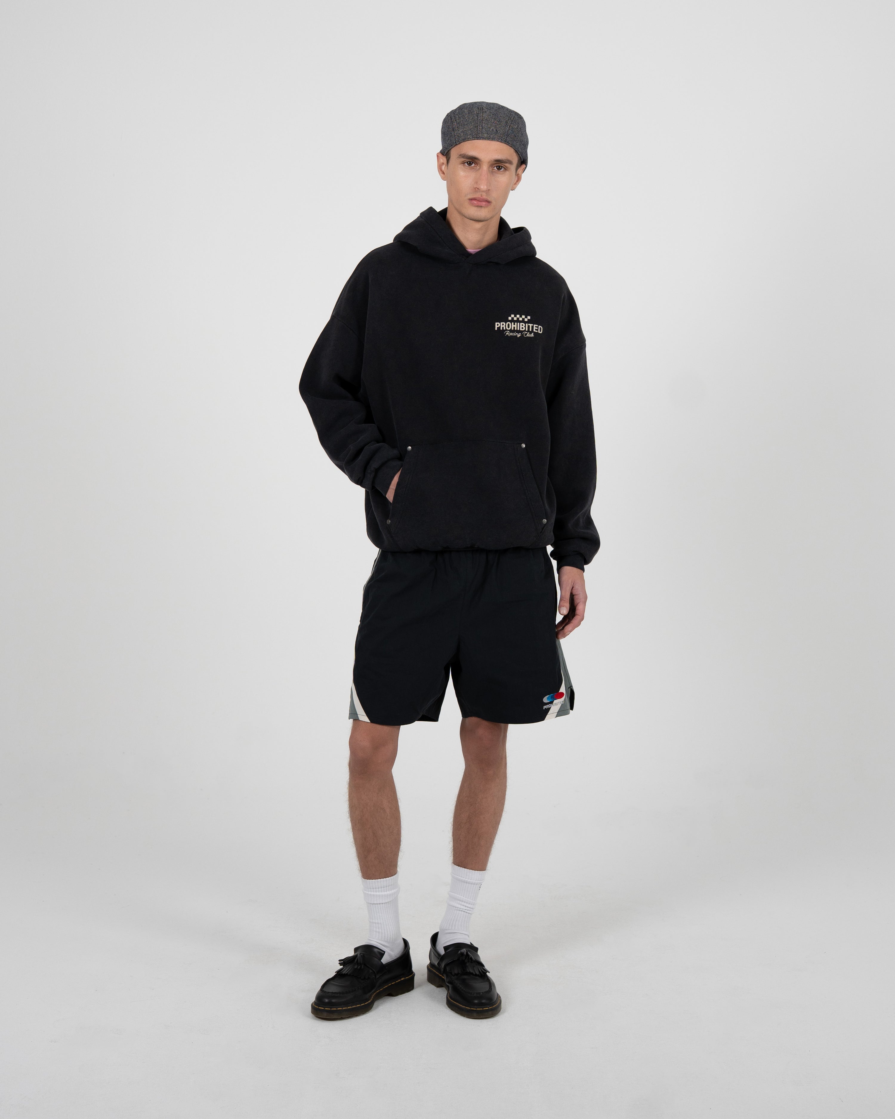Racing Club Hoodie Black (Stone Washed)