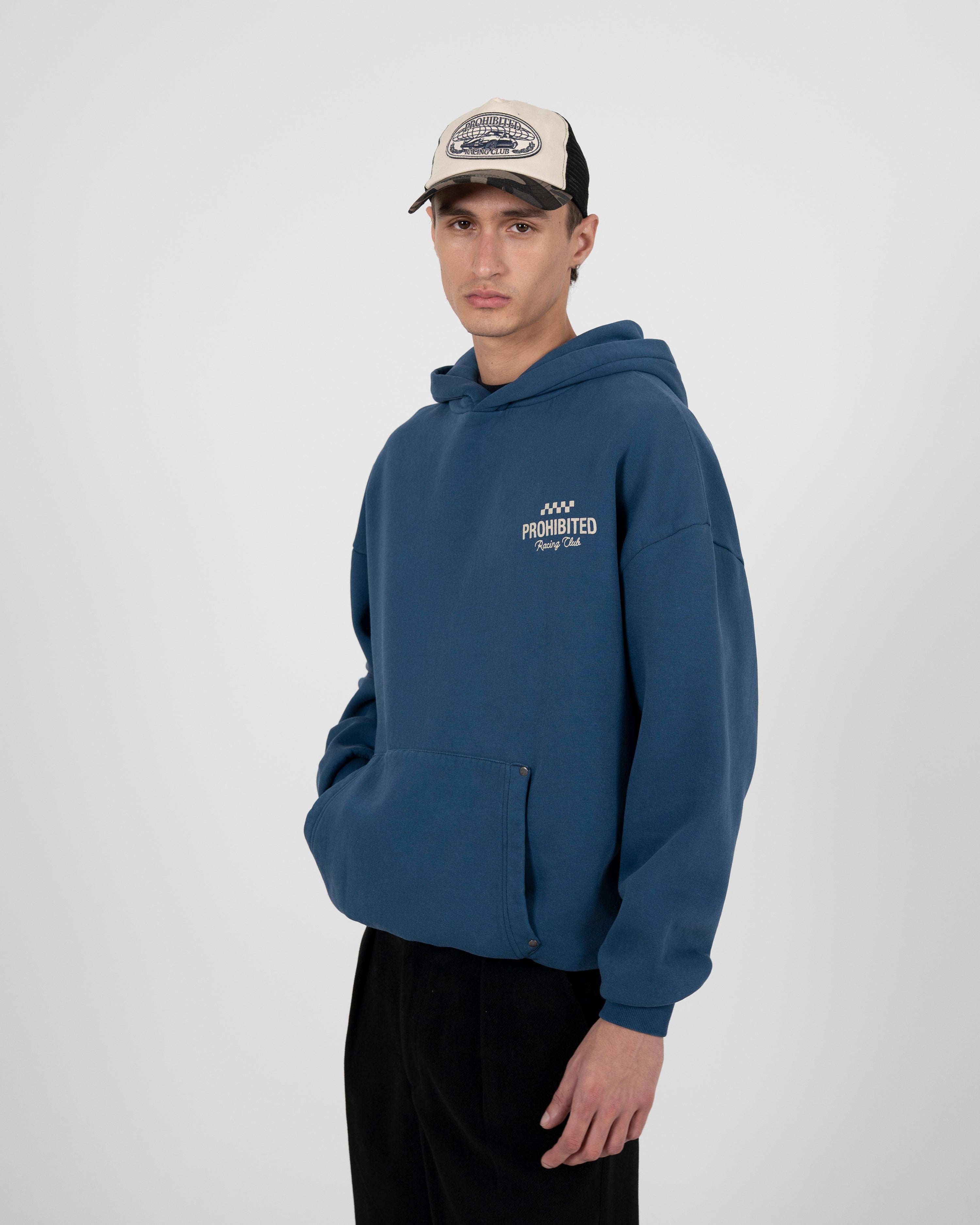Racing Club Hoodie Blue (Stone Washed)