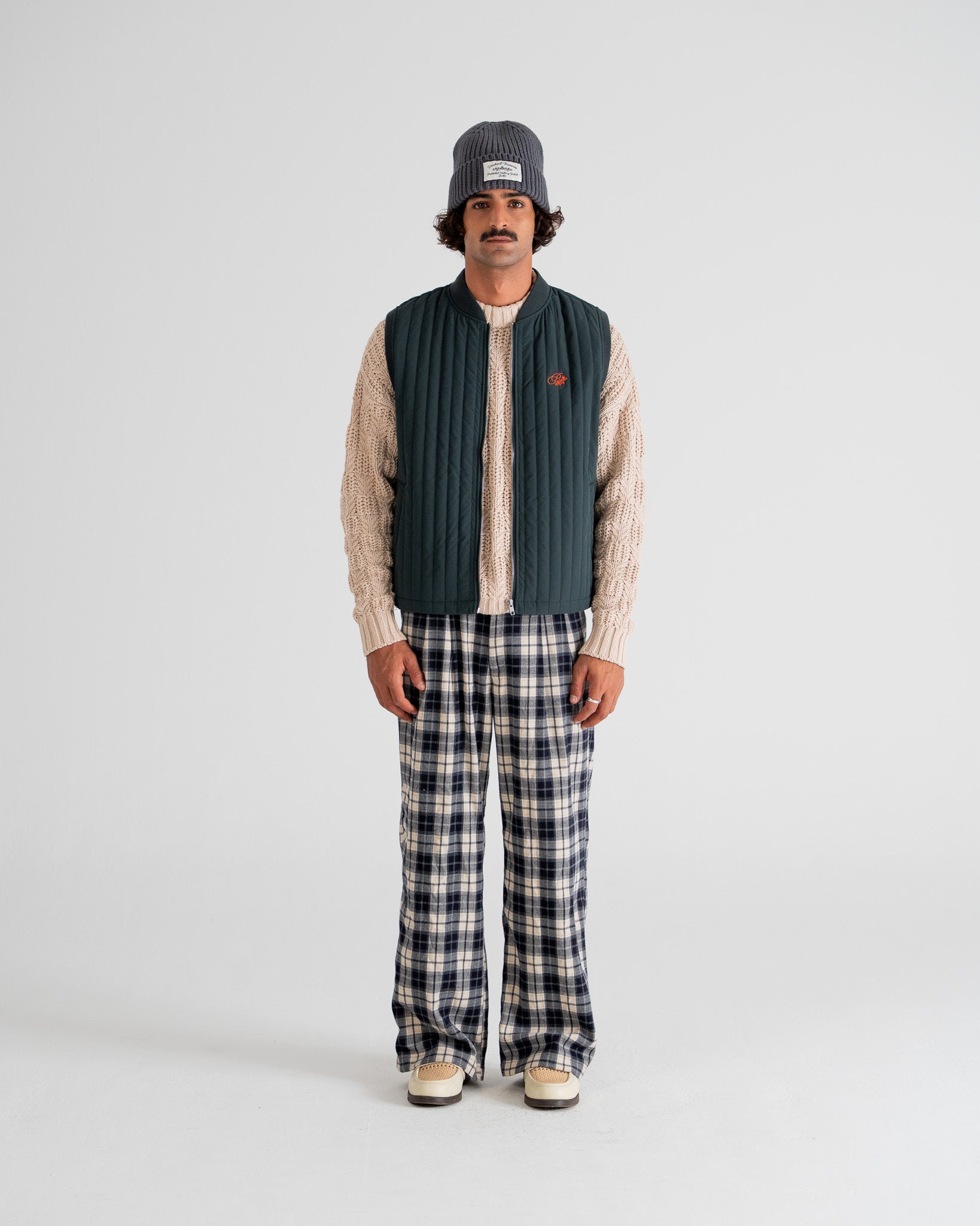 Wood Plaid Pants Blue