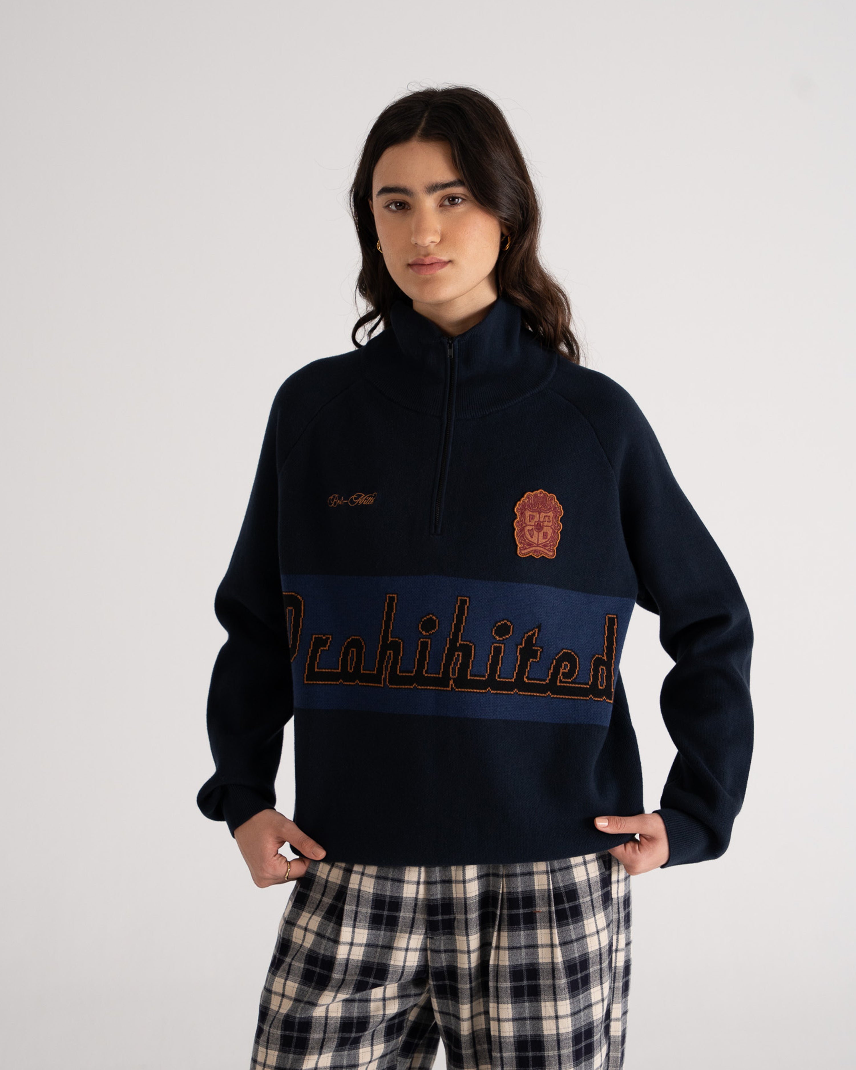 Retro Knit Half-Zip Navy