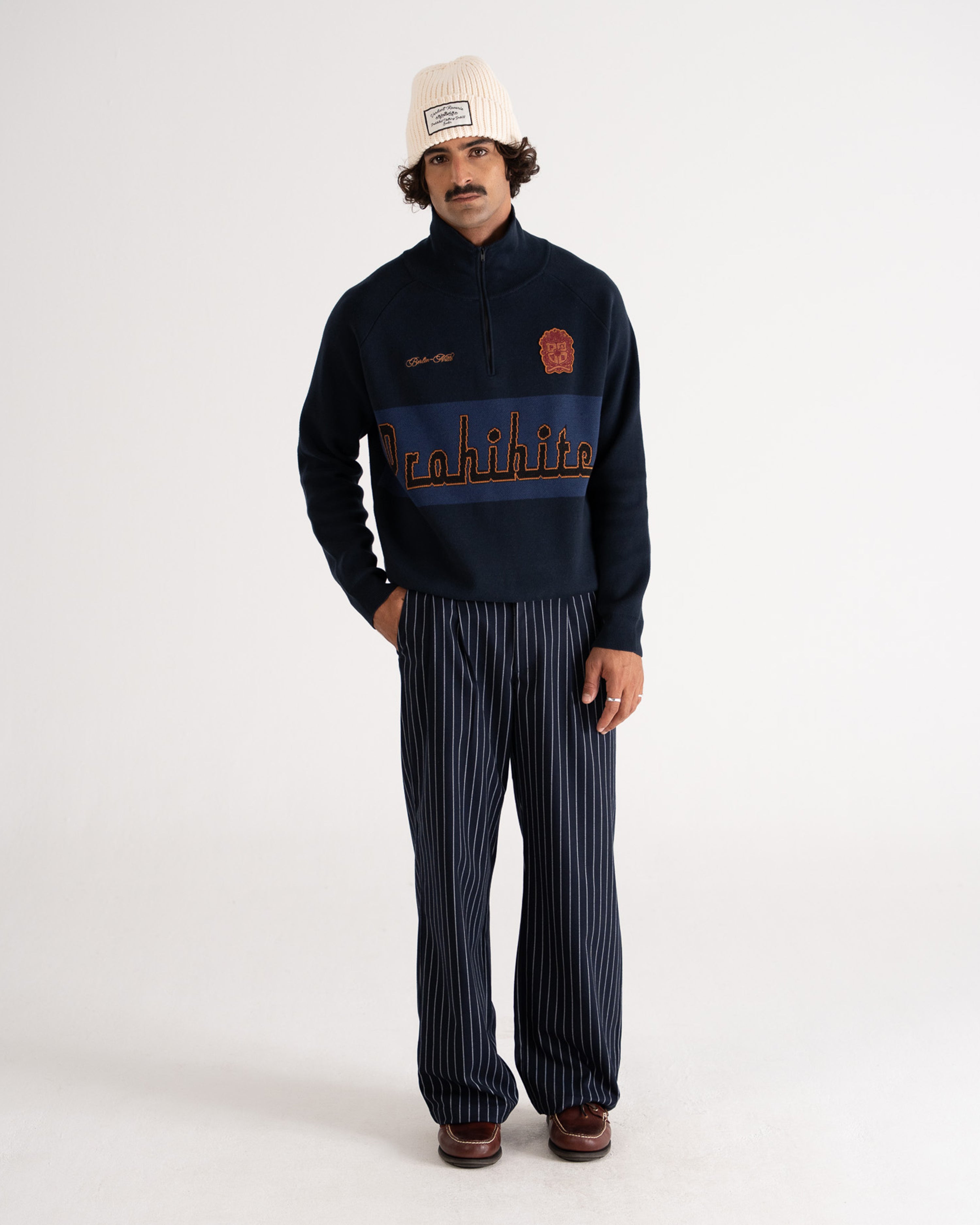 Retro Knit Half-Zip Navy
