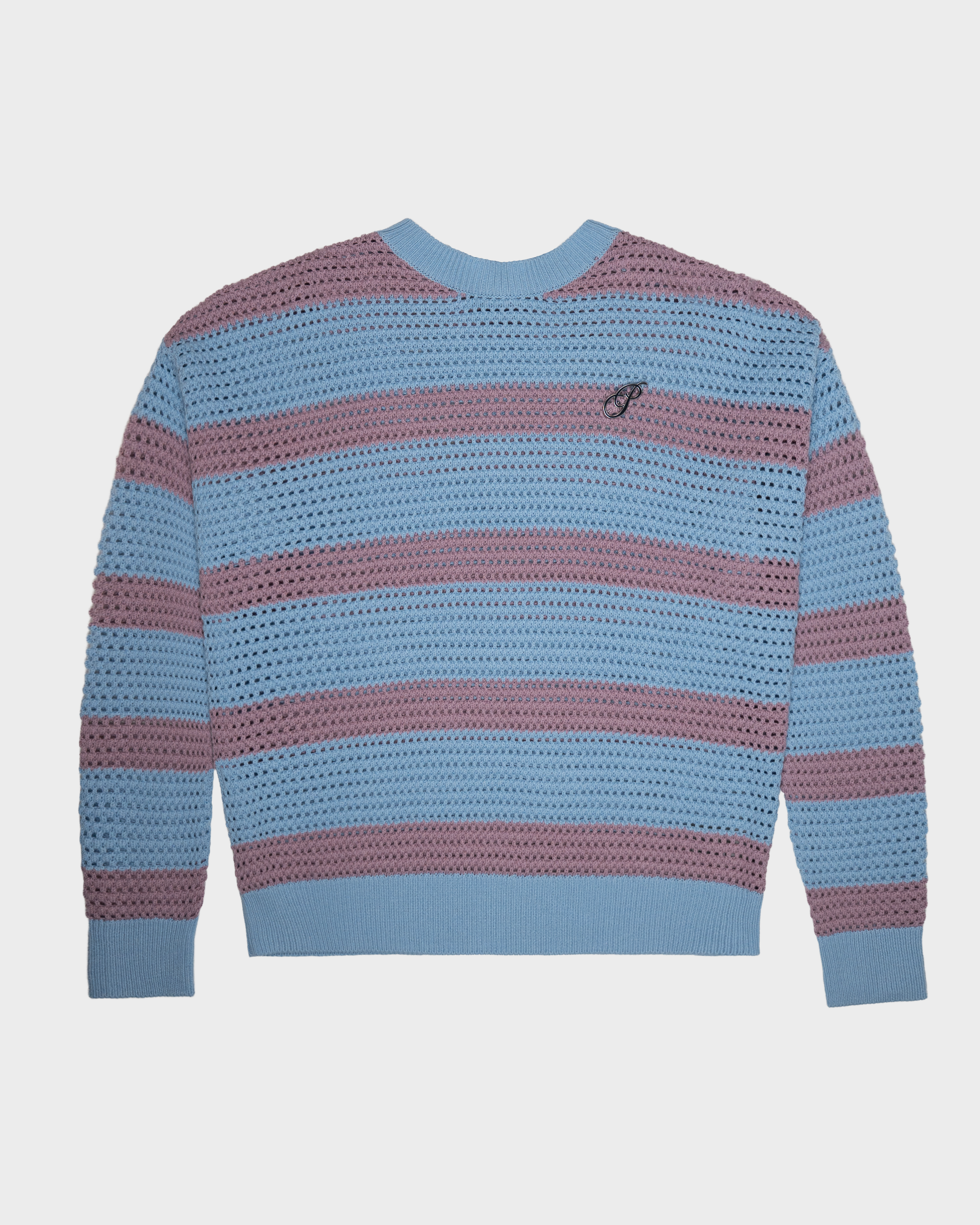 Rough Striped Knit Sweater Blue