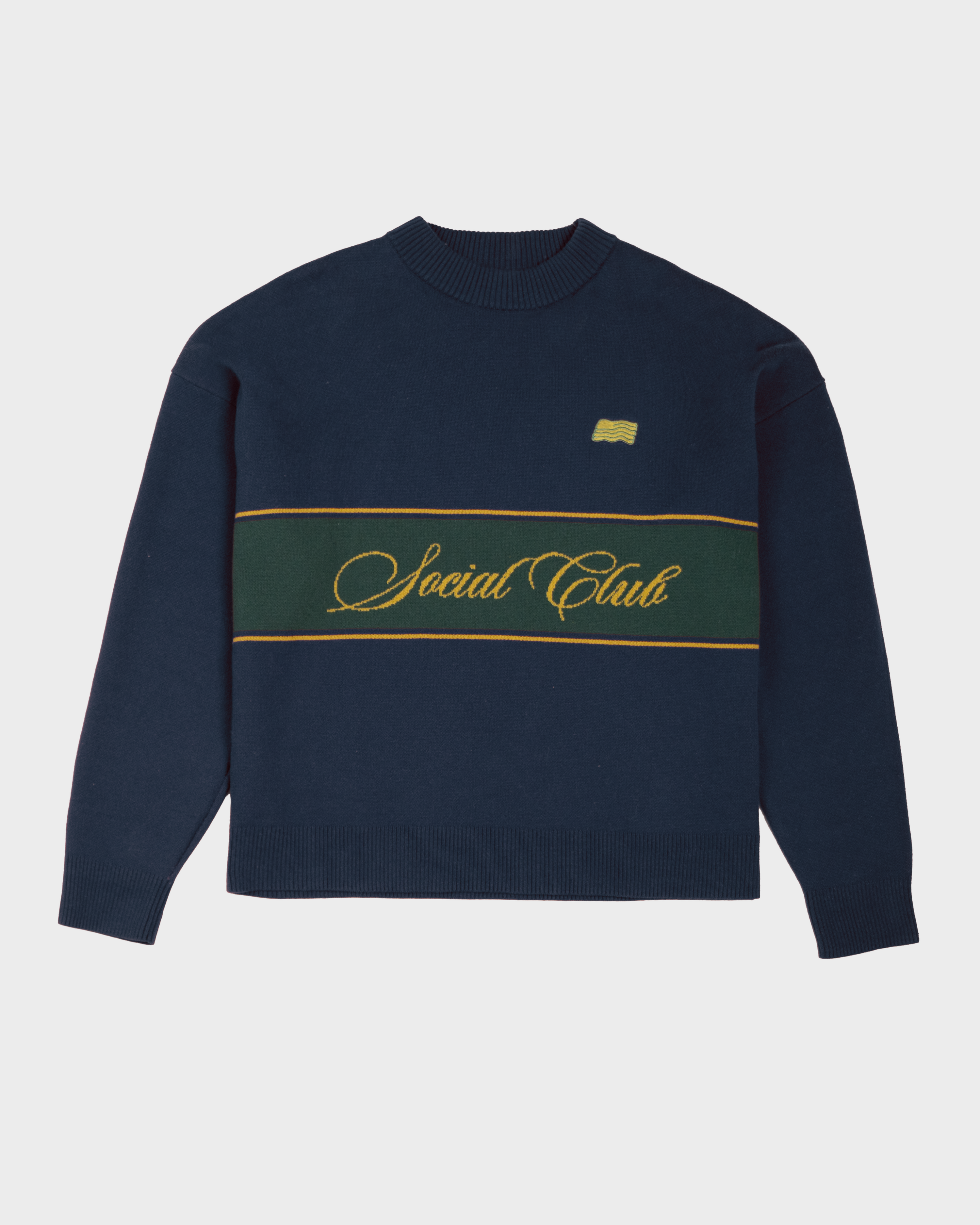 Contrast SC Knit Sweater Navy