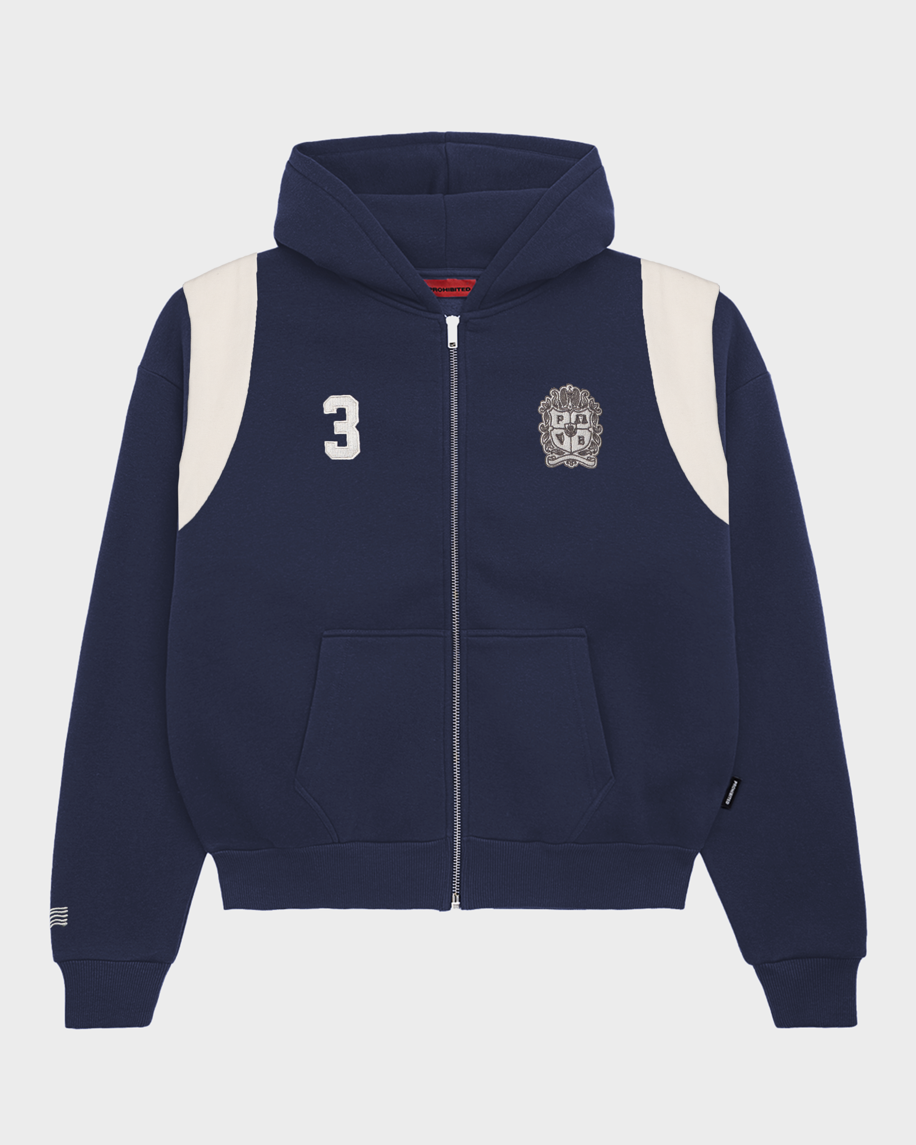 Club Member Contrast Zip-Hoodie Navy