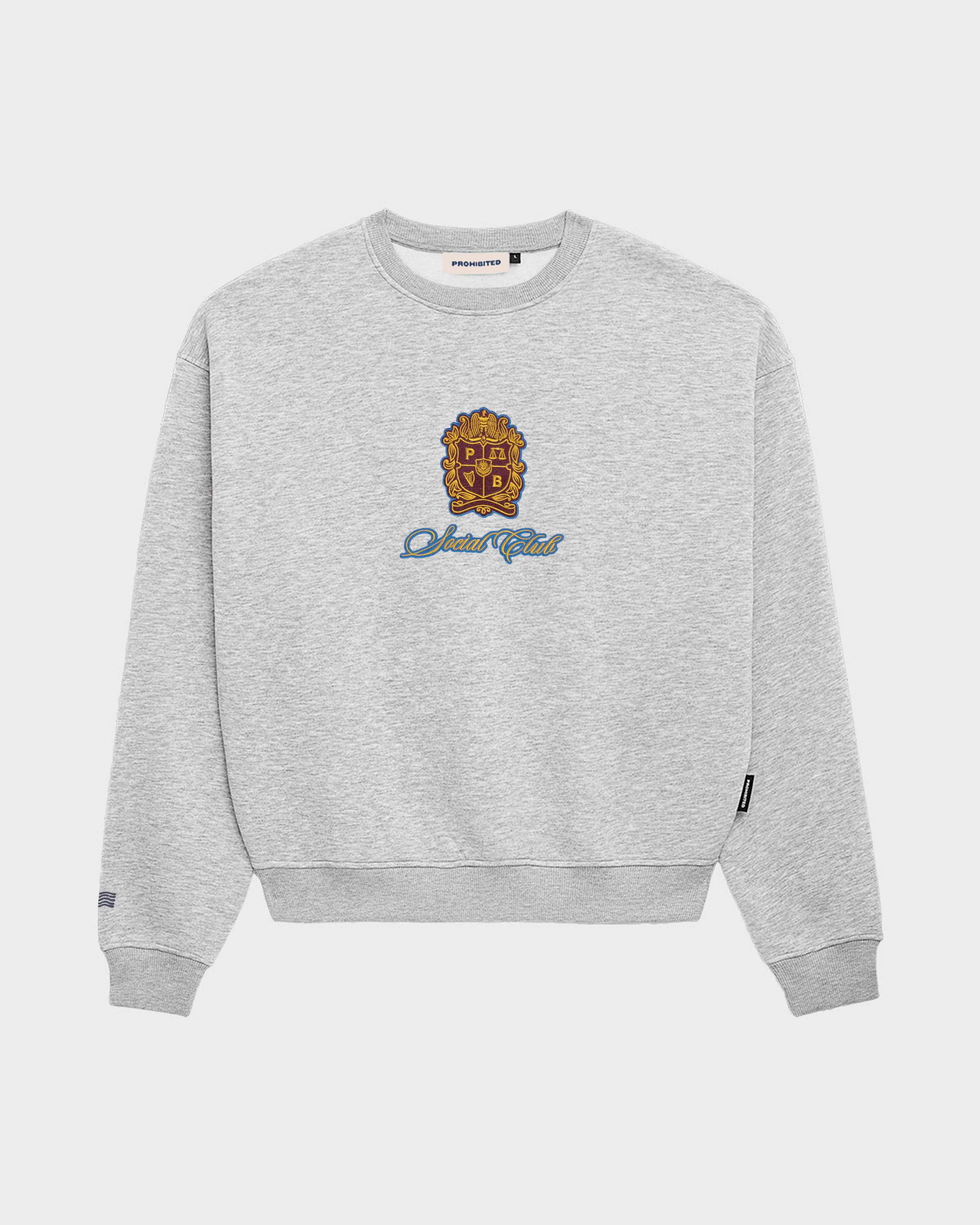 Emblem Patch Crew Neck Grey Melange