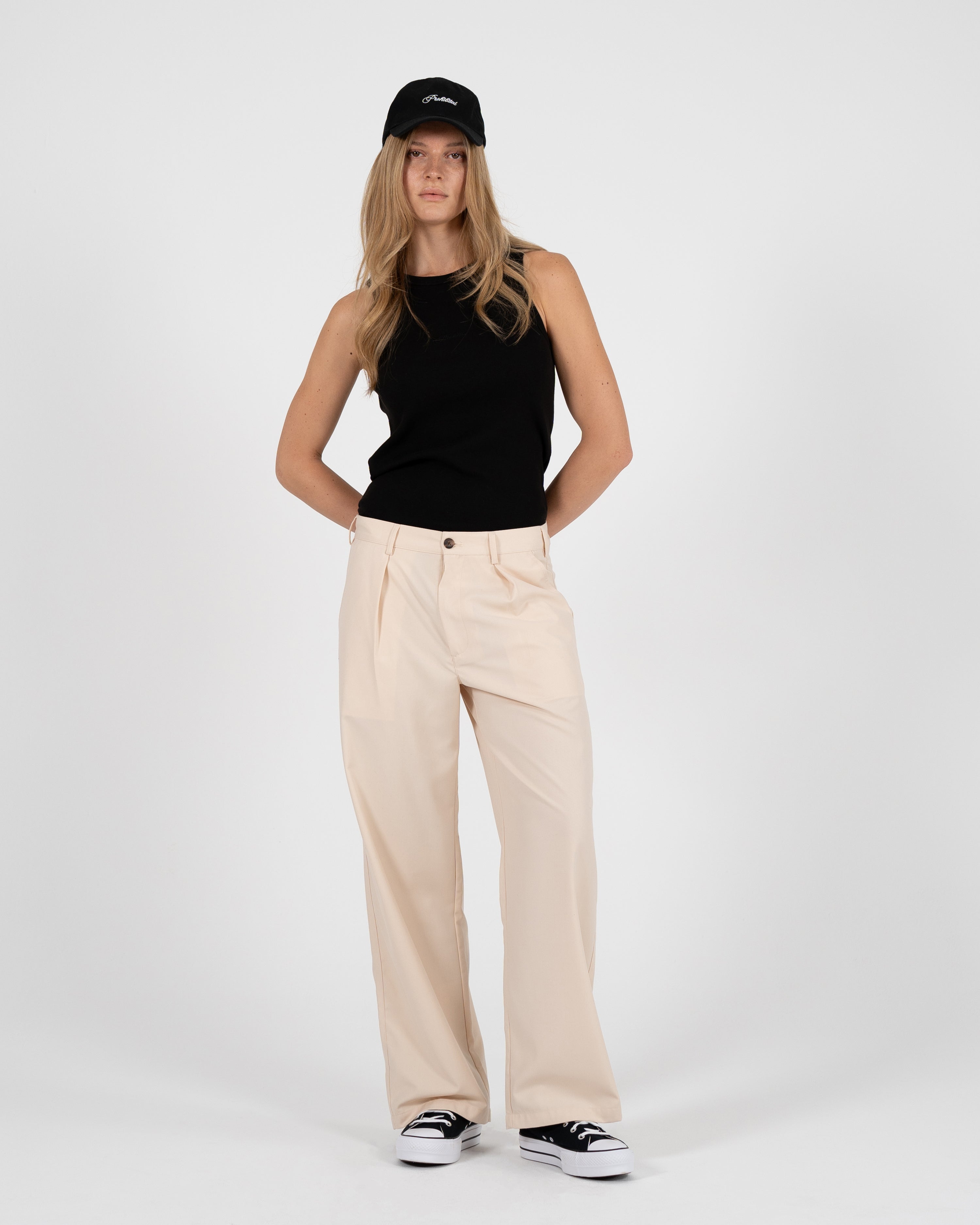 SoHo Pleated Pants Vintage Cream