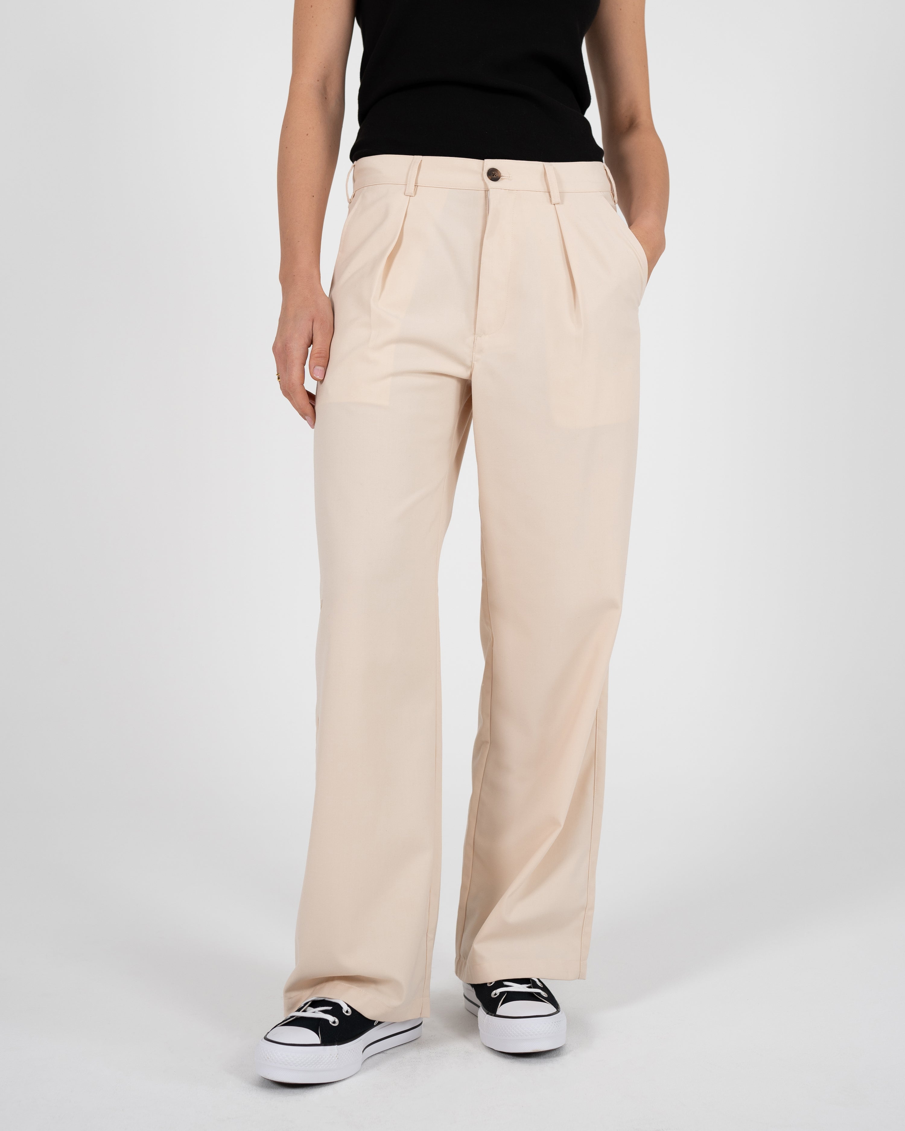 SoHo Pleated Pants Vintage Cream