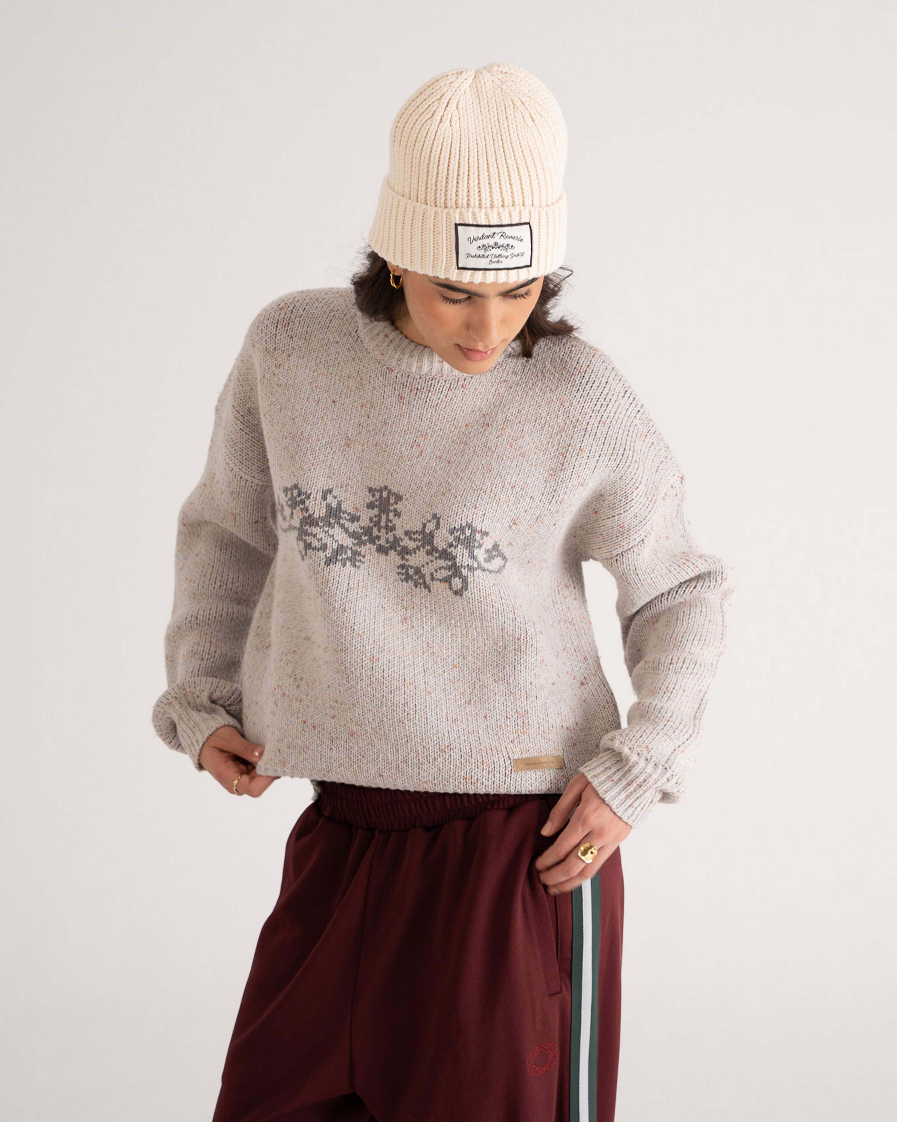 Sprout Knit Sweater Grey