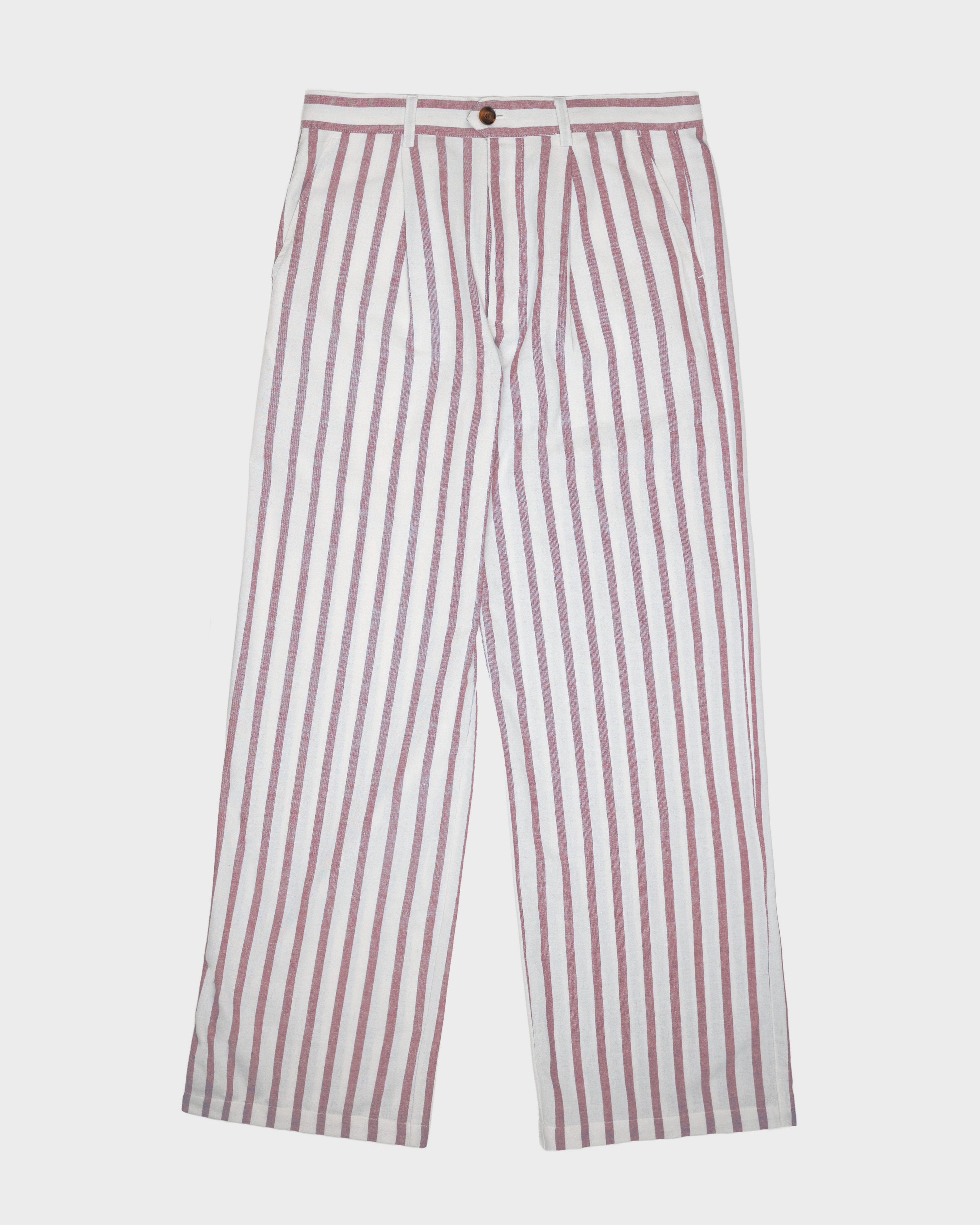 Striped Linen Pants Red