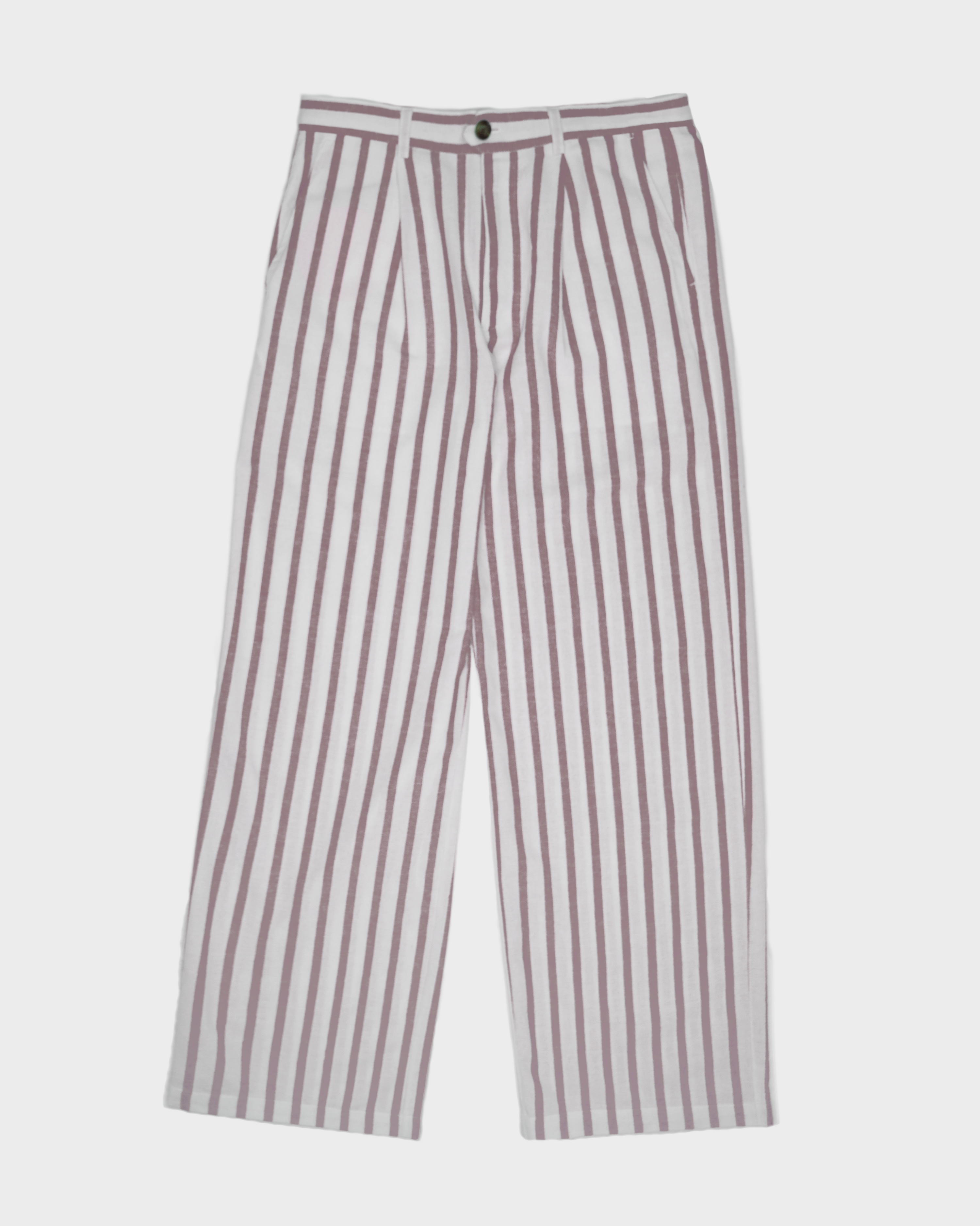 Striped Linen Pants Red