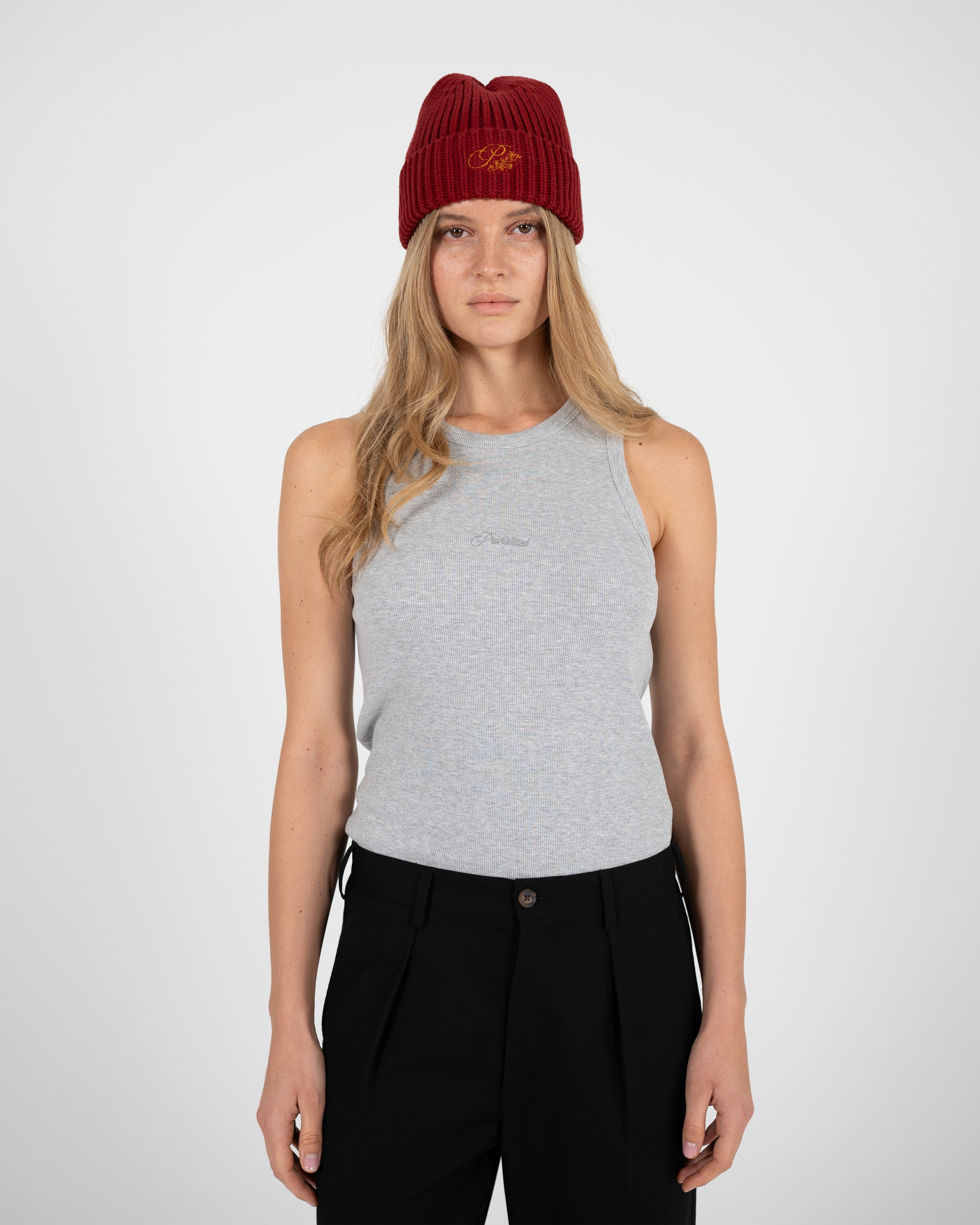The Embroidery Tank Top Grey Melange