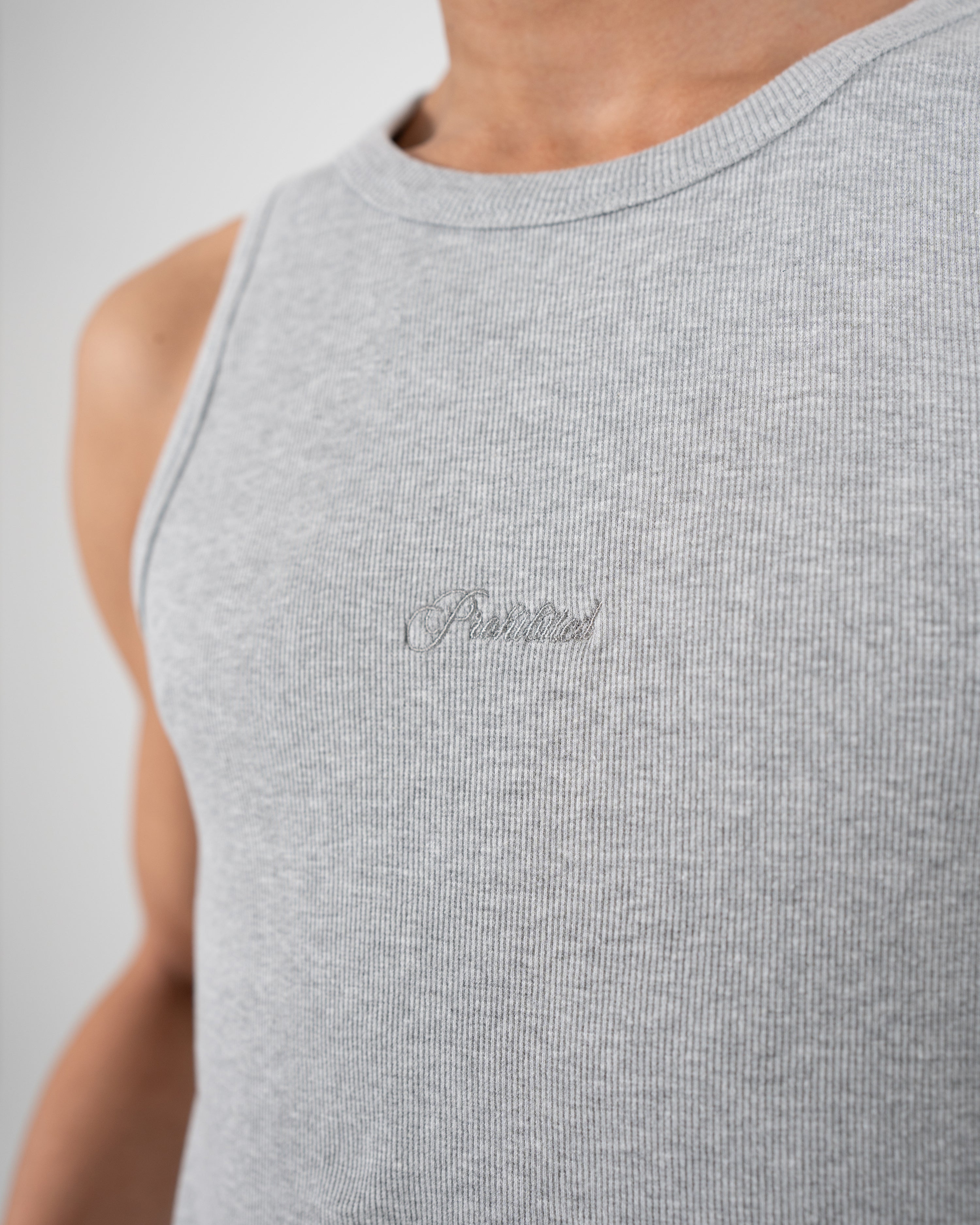 The Embroidery Tank Top Grey Melange