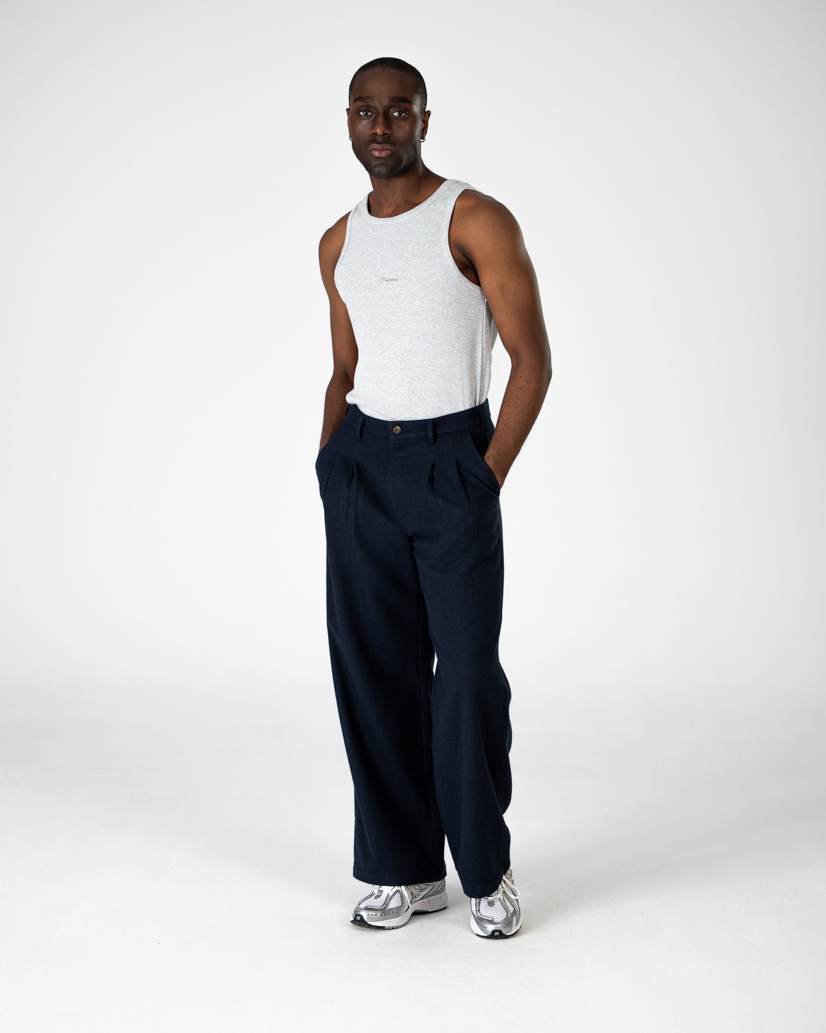 The Embroidery Tank Top Grey Melange