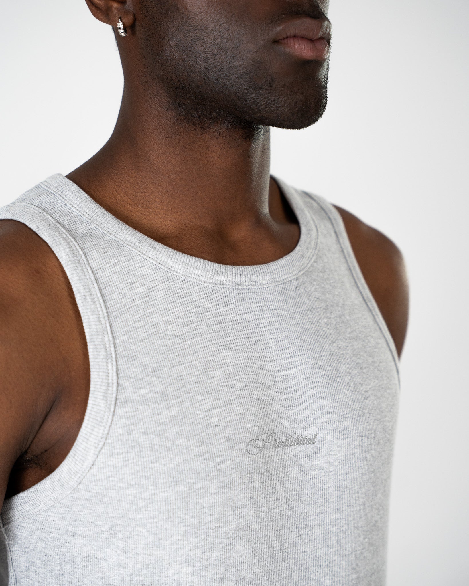 The Embroidery Tank Top Grey Melange