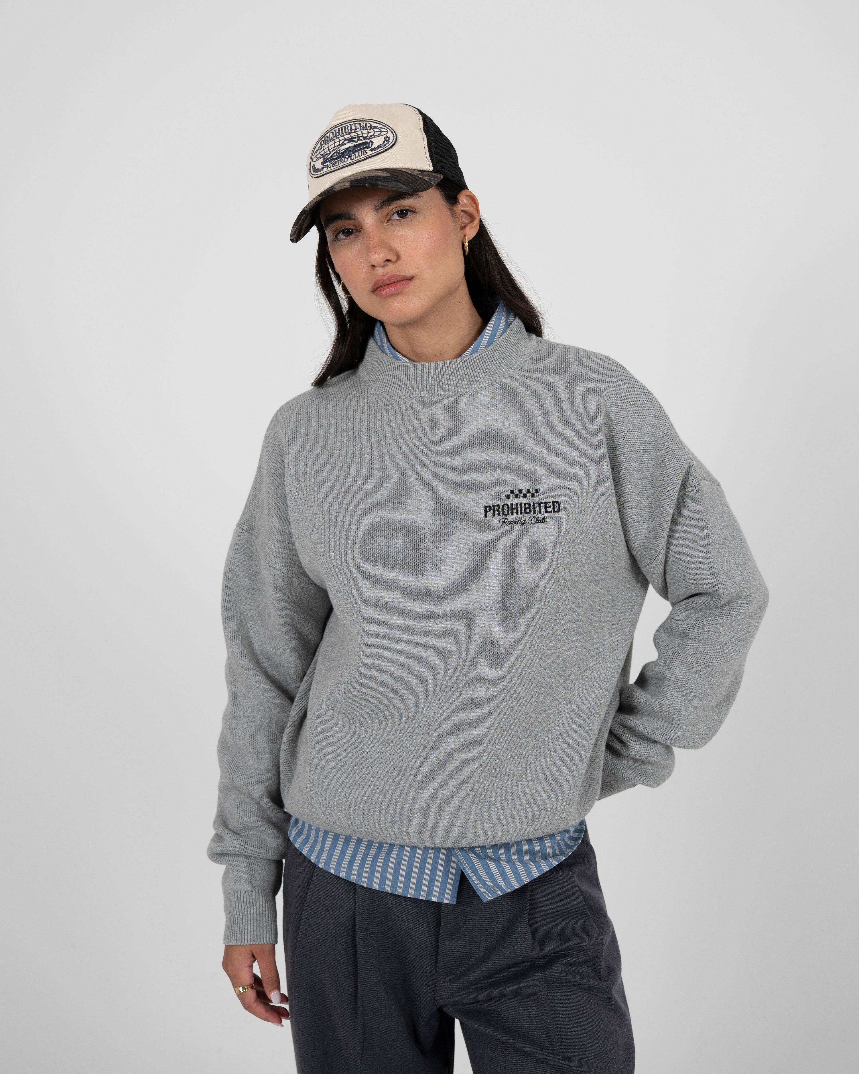 Vortex Knit Sweater Grey