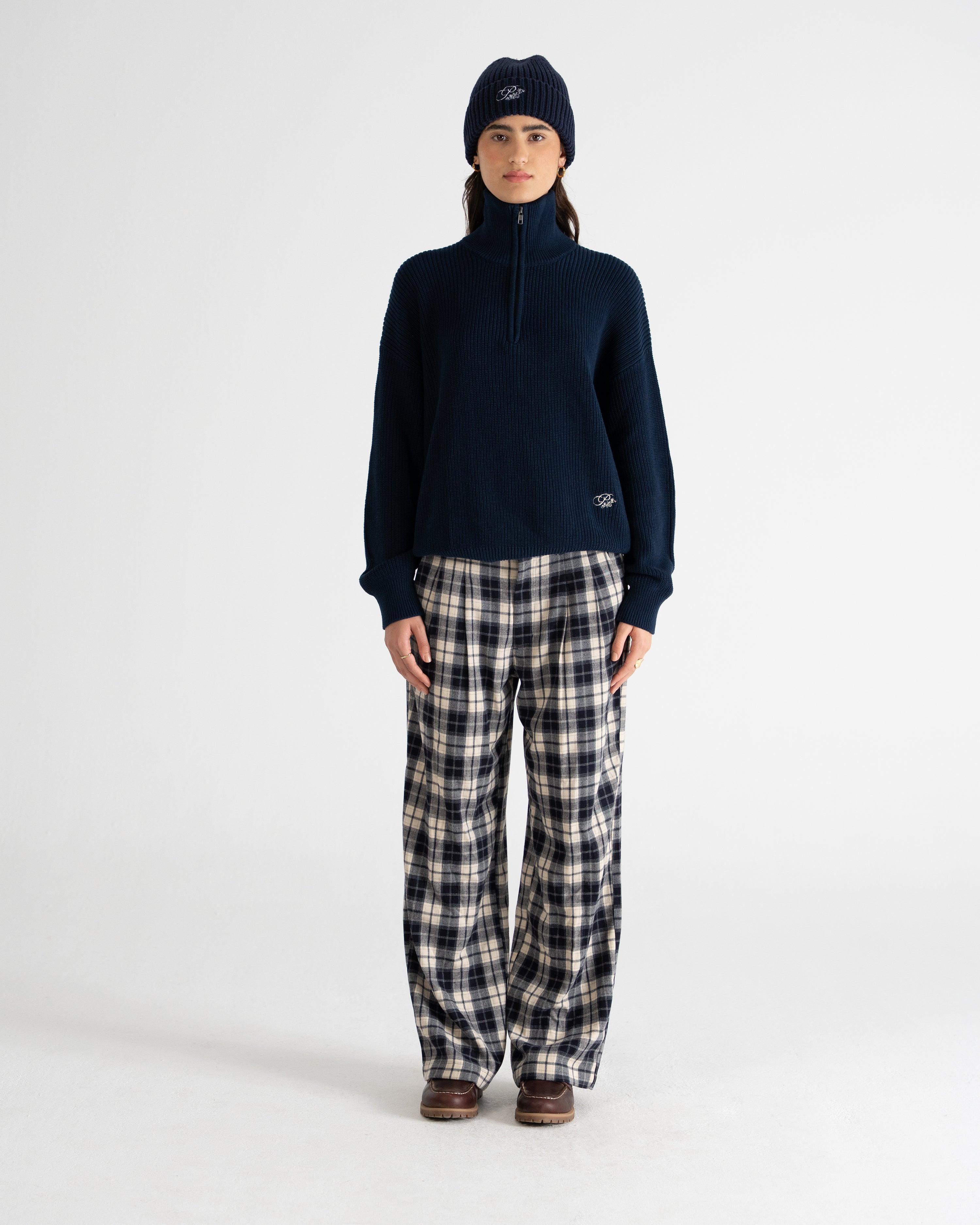Wood Plaid Pants Blue