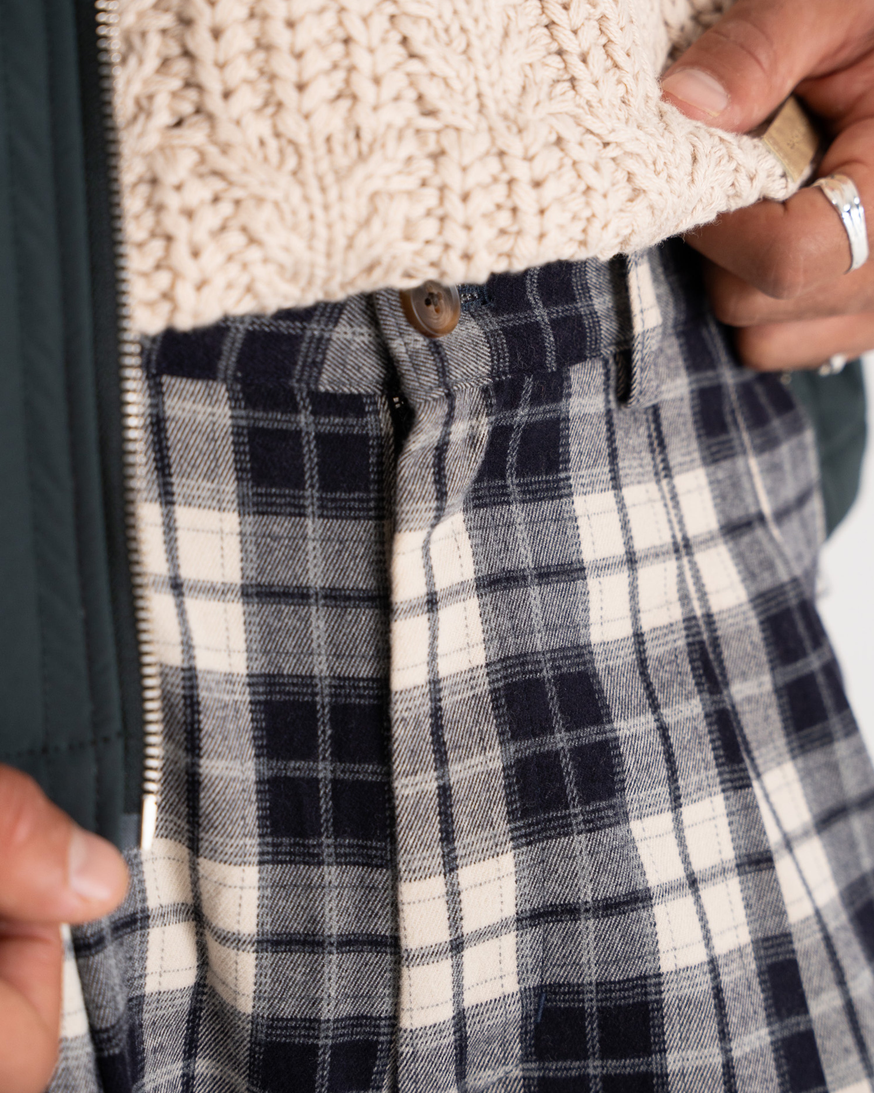 Wood Plaid Pants Blue