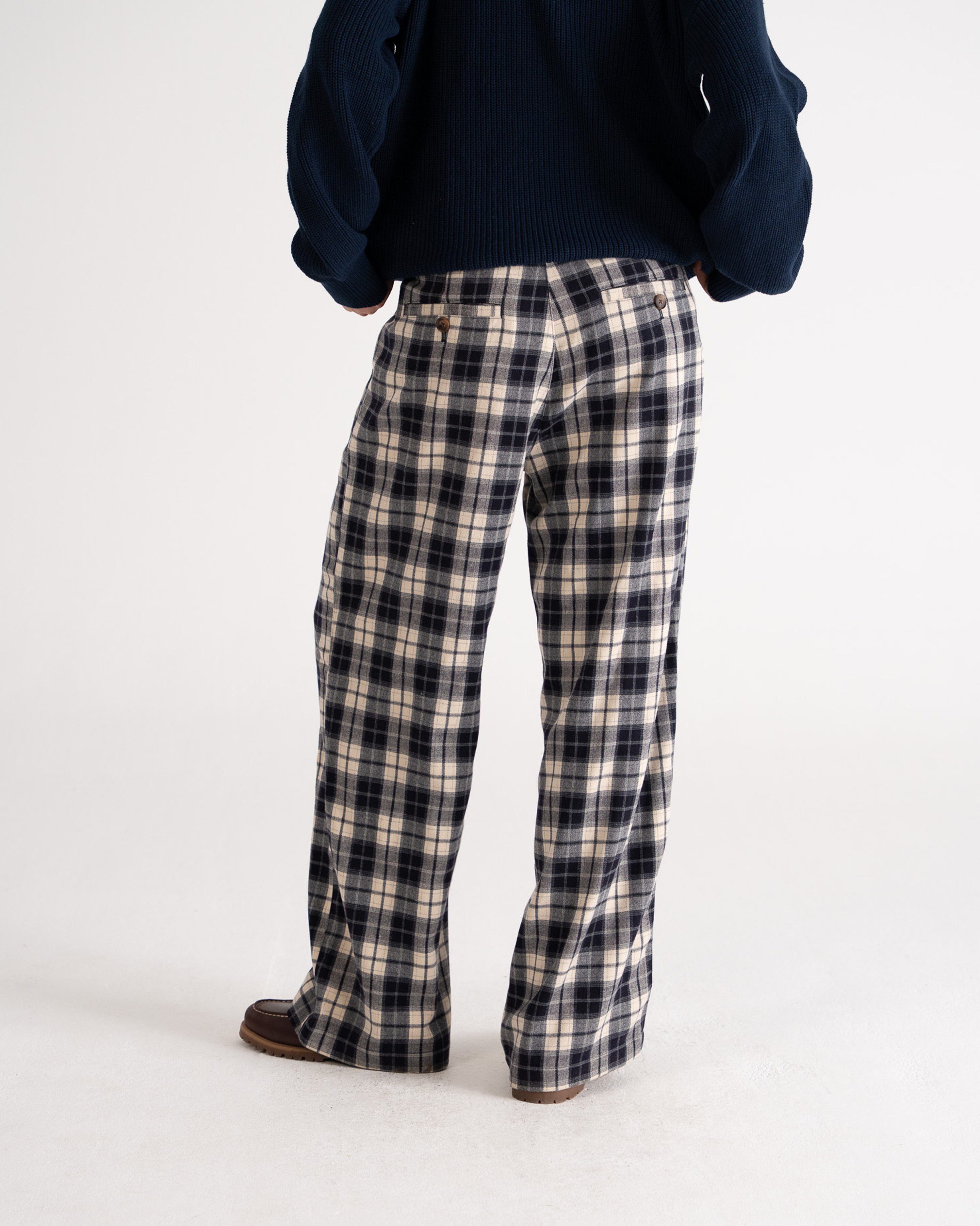 Wood Plaid Pants Blue