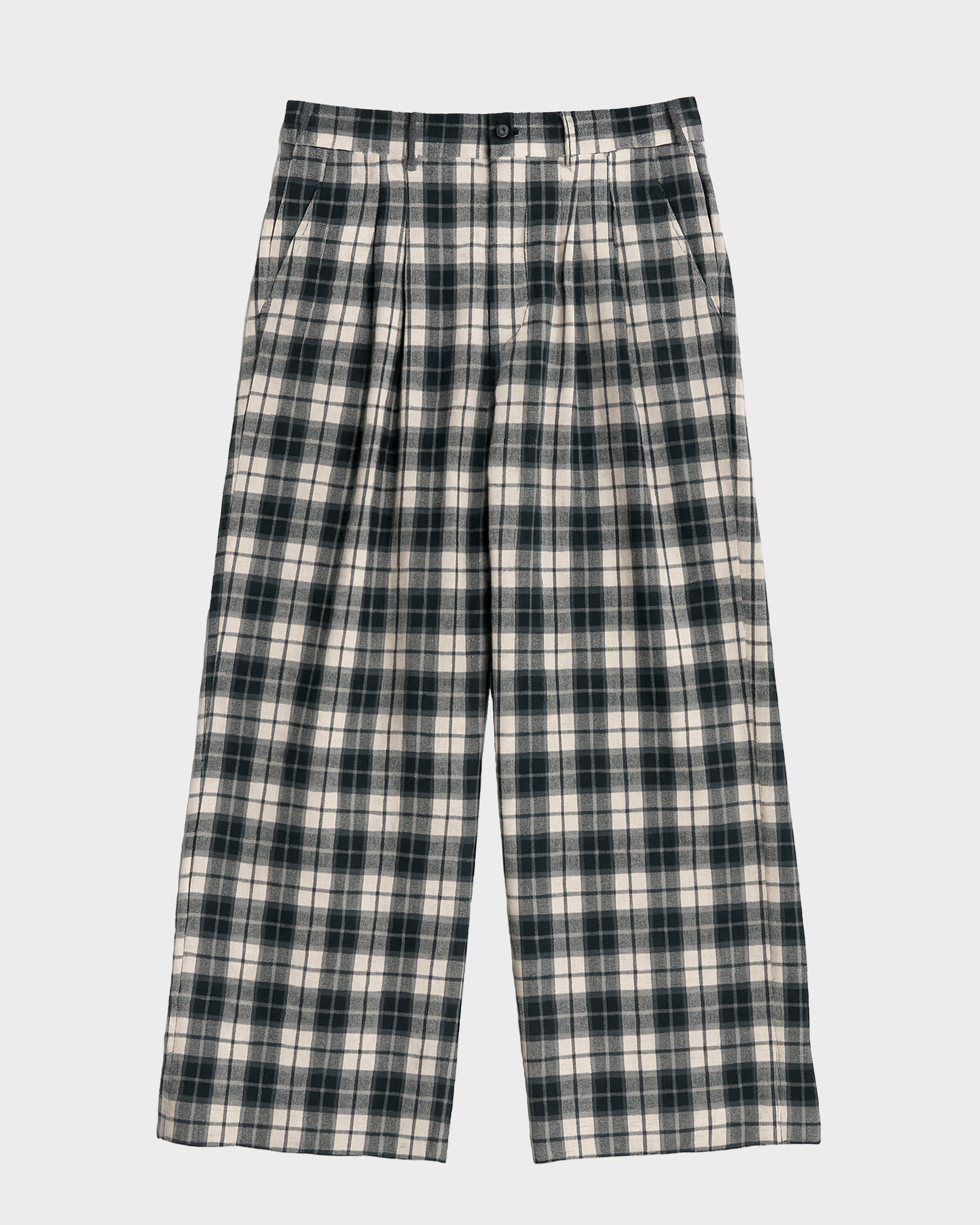 Wood Plaid Pants Blue