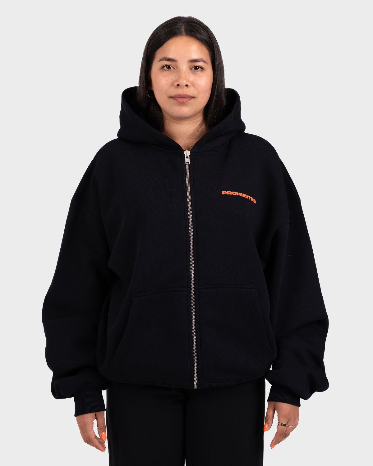 Oversized Zip Hoodie Black