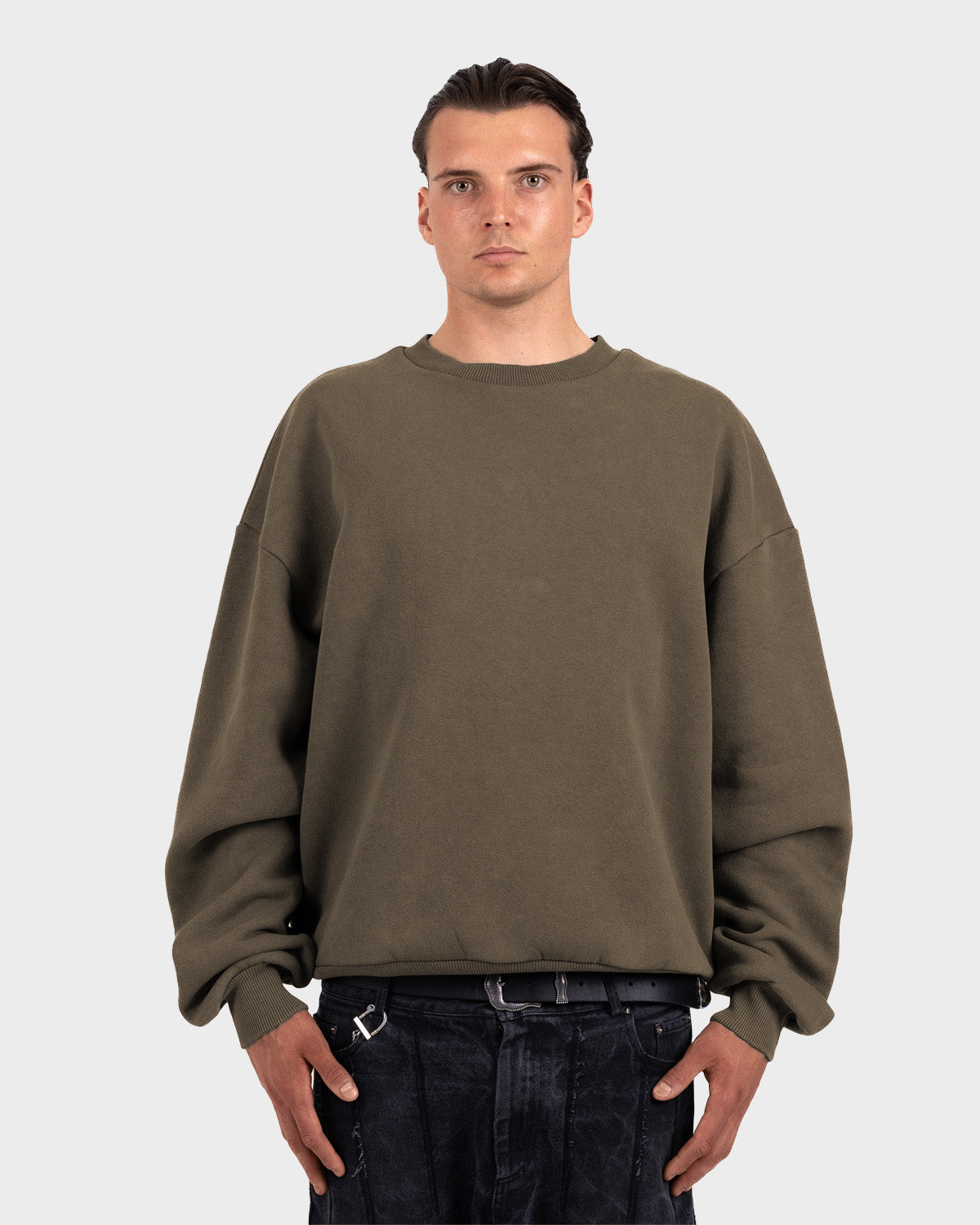 Oversized Crew Neck Mokka (Stone Washed)