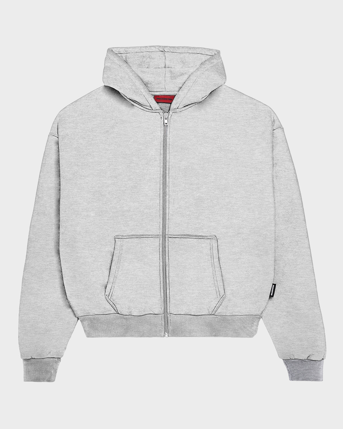 Oversized Zip Hoodie Grey Melange