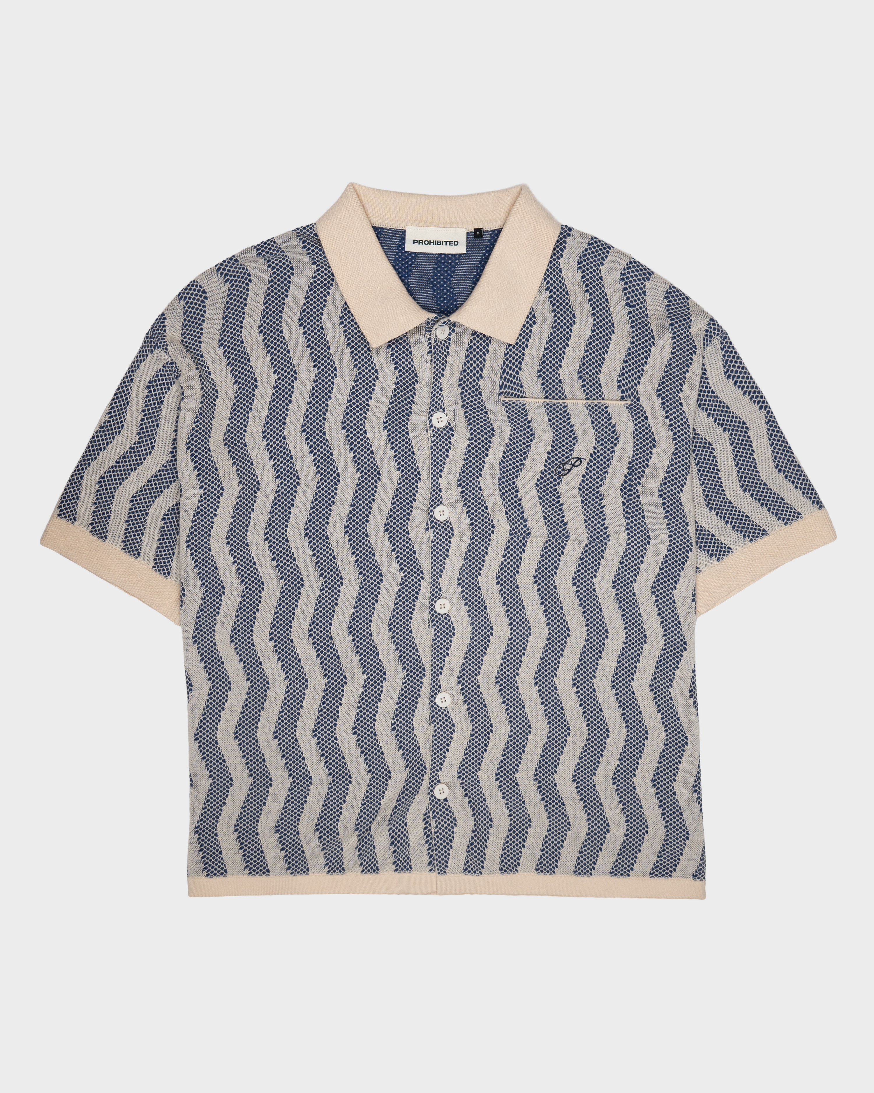Zig Zag Knitted Shirt Blue