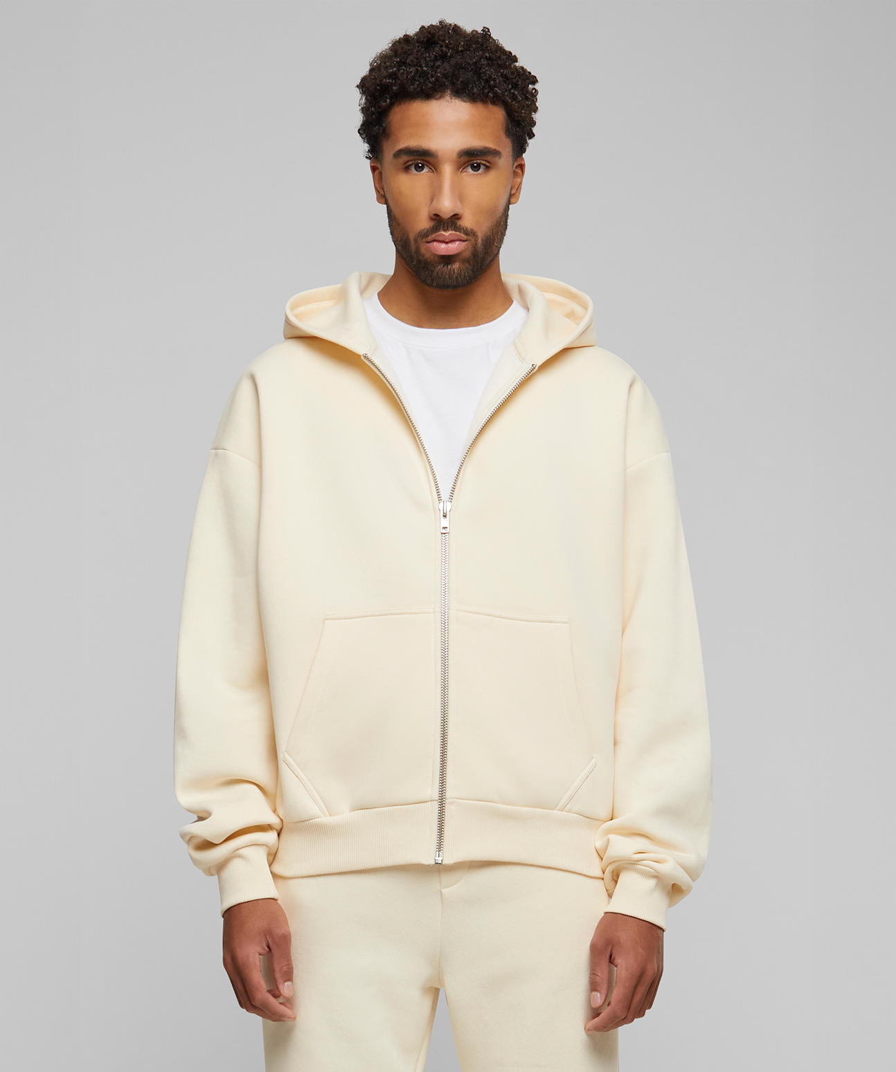 Cream zip hoodie discount