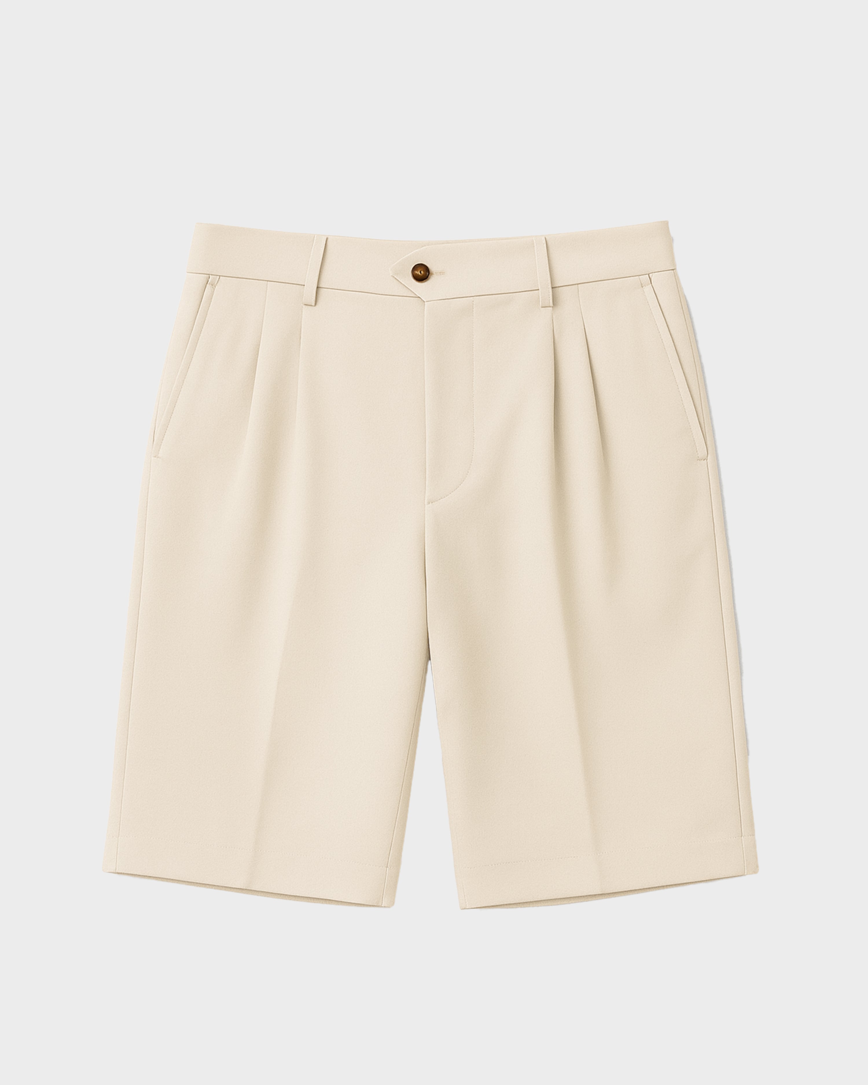 Newport Pleated Shorts Cream